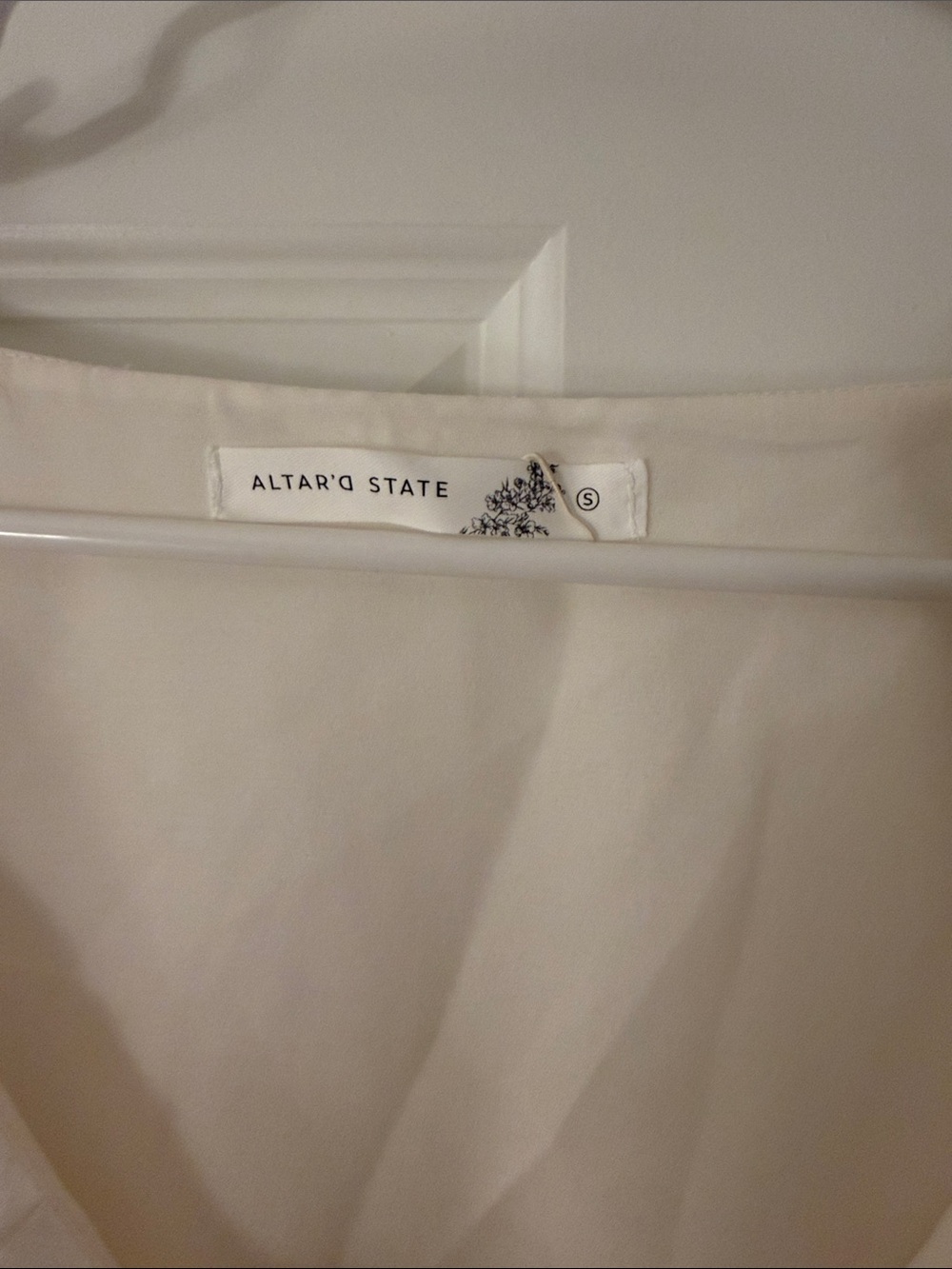 Altar'd State Cream Ruffle V-Neck Button Front Blouse - Picture 2 of 3